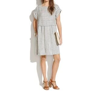 Madewell Navy Striped Blanca Linen Dress